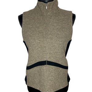 Ibex Vest Merino Wool Blend Full Zip New Zealand Tan Black Size Medium